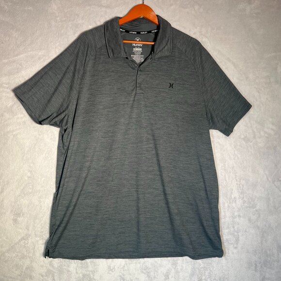 Hurley Polo Mens XXL Gray Short Sleeve Shirt Athletic Golf Stretch 3 Button - Picture 1 of 6